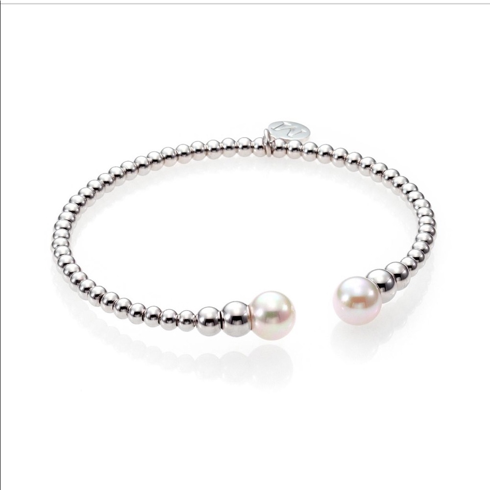 Majorica 8mm White Pearl Beaded Cuff Bracelet